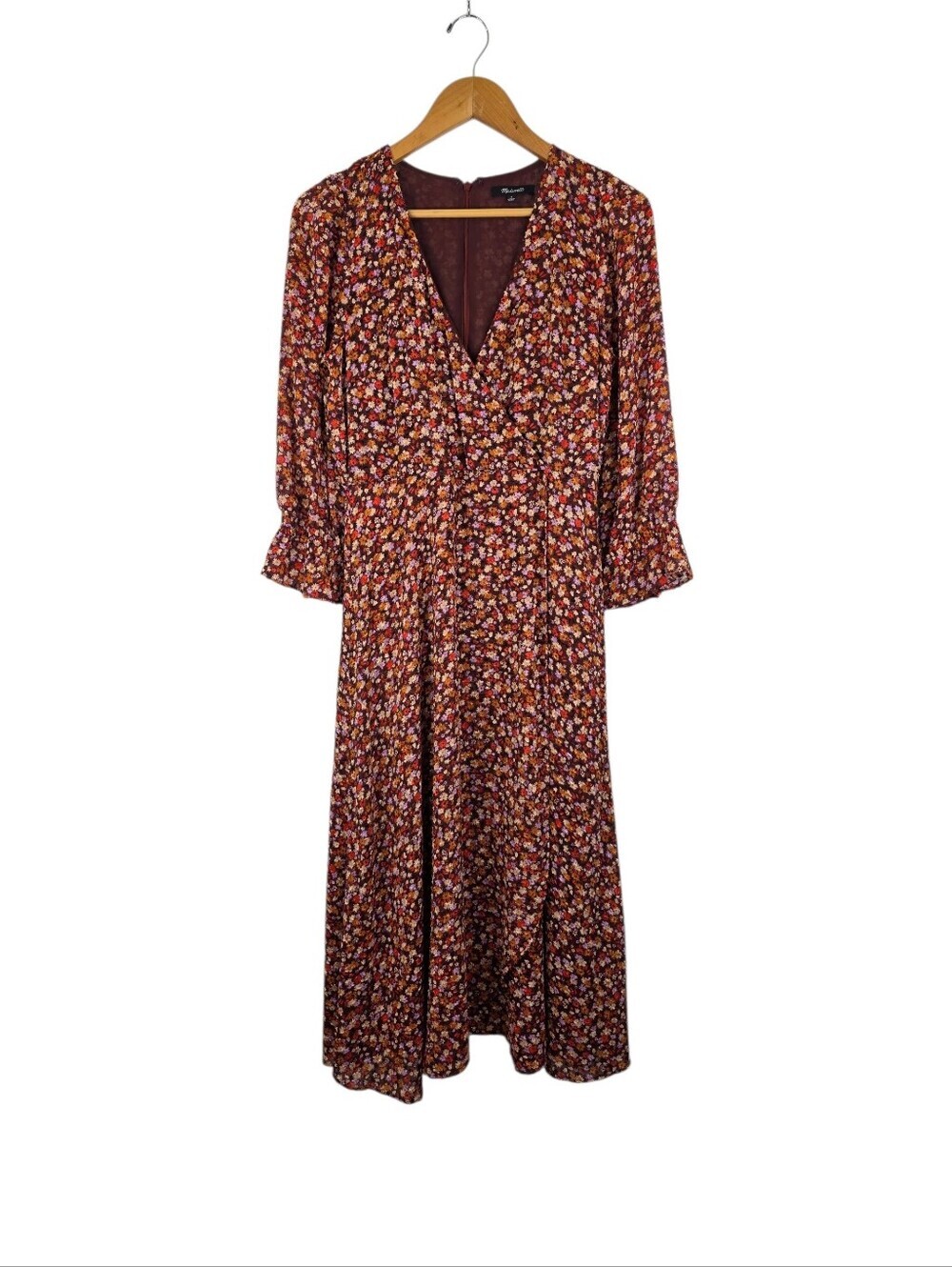 Madewell Crossover Dress Clipdot‎ Spring Prairie Floral Farm 3/4 Sleeve Size 4